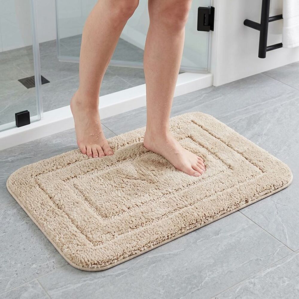 Machine Washable Dry Bath Mat for Bathroom Floor 20" x 32" Khaki